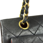 Chanel Black Quilted Leather Full Flap Chain Bag 1986
