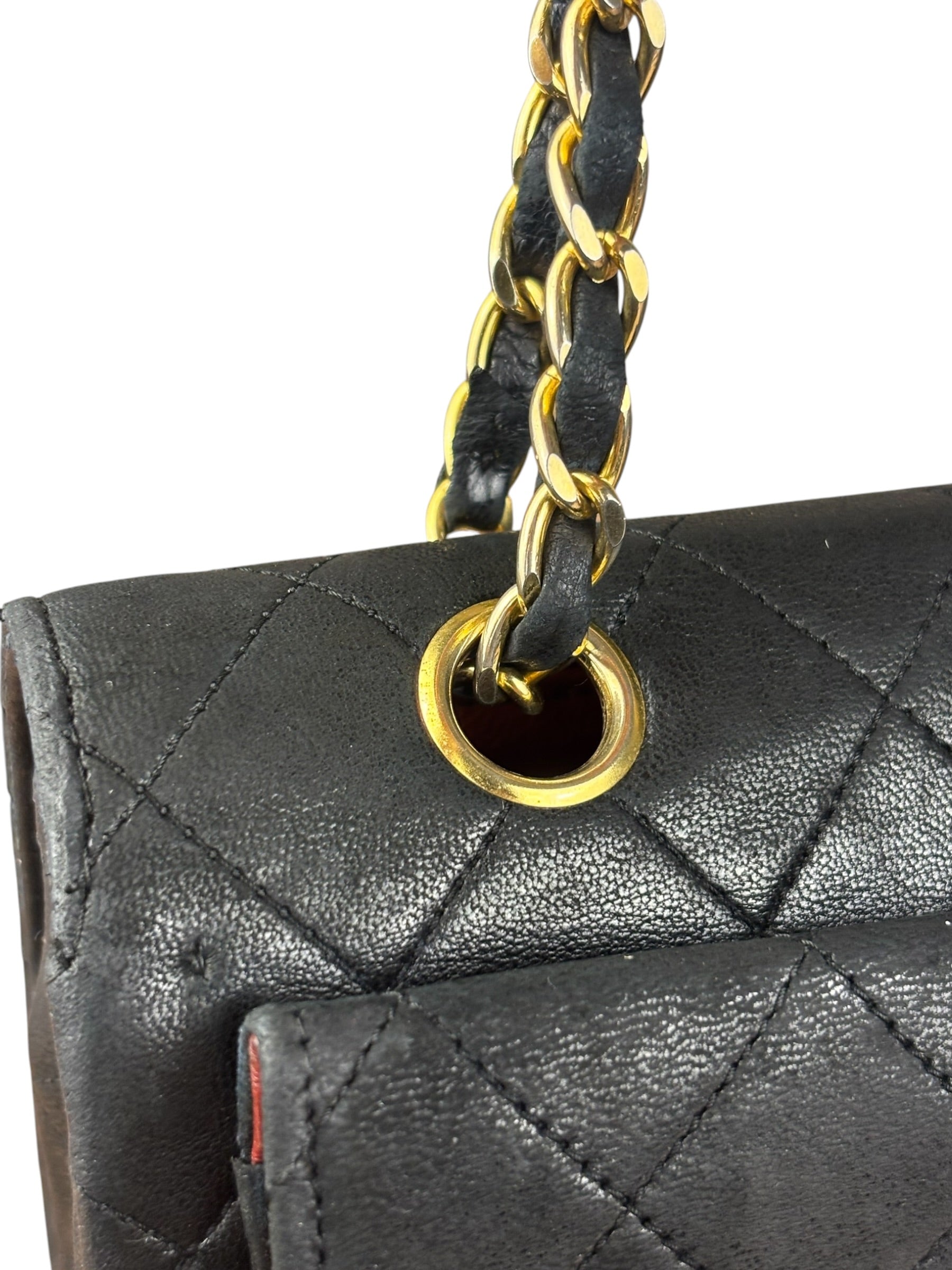 Chanel Black Quilted Leather Full Flap Chain Bag 1986