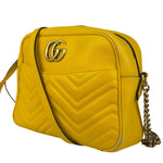 Gucci Bright Yellow GG Marmont Matelasse Shoulder Camera Bag