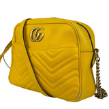 Gucci Bright Yellow GG Marmont Matelasse Shoulder Camera Bag