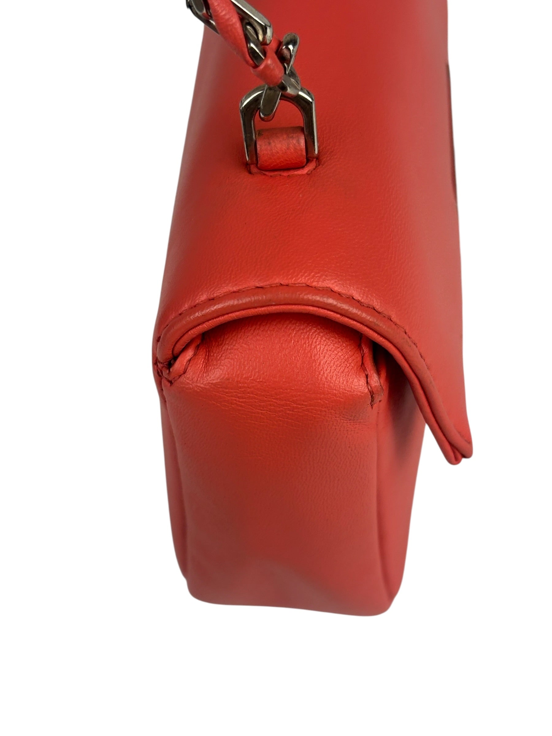 Fendi Coral Pink Leather Mini Baguette