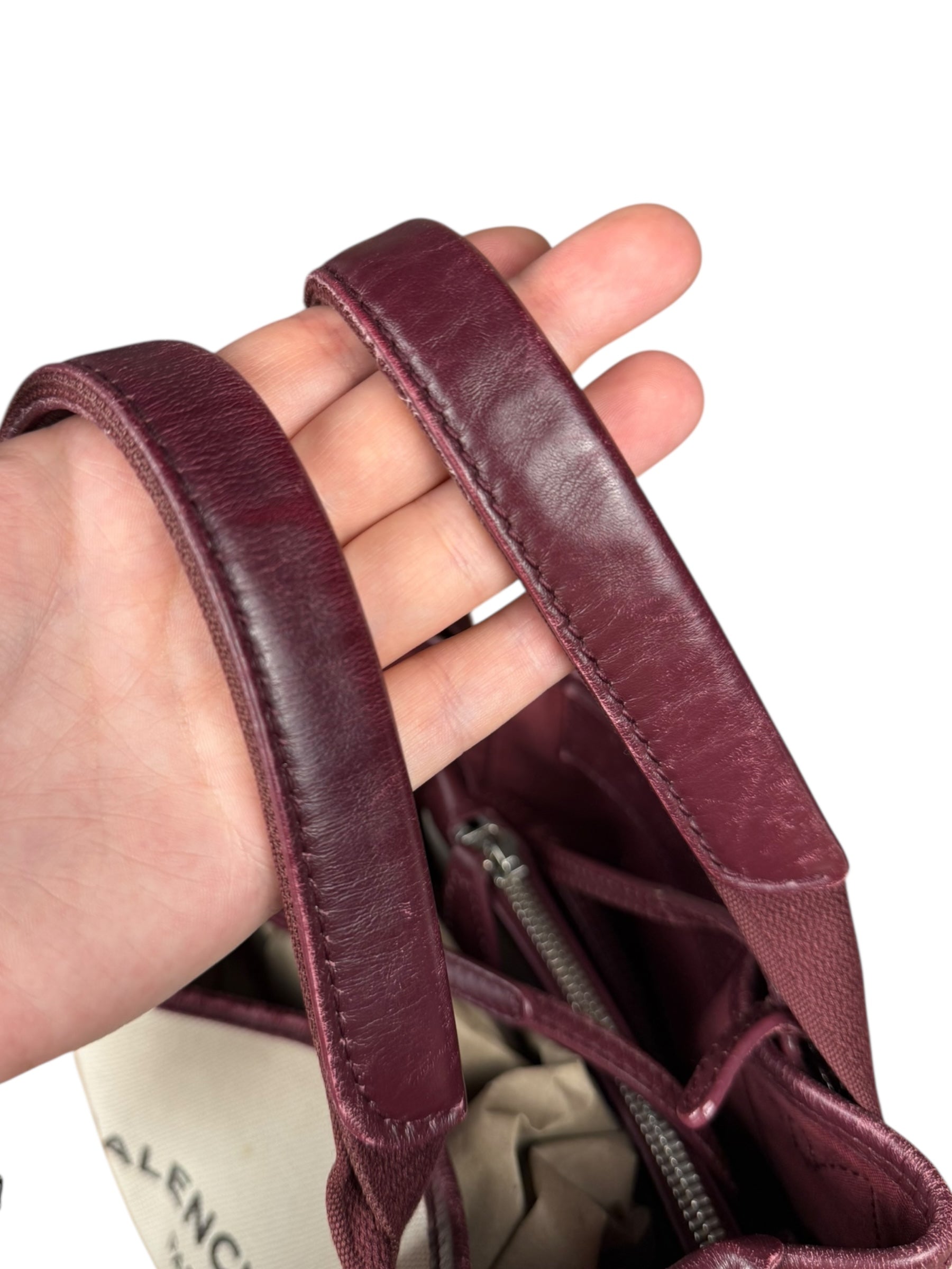 Balenciaga Canvas Maroon Cabas XS Tote Bag