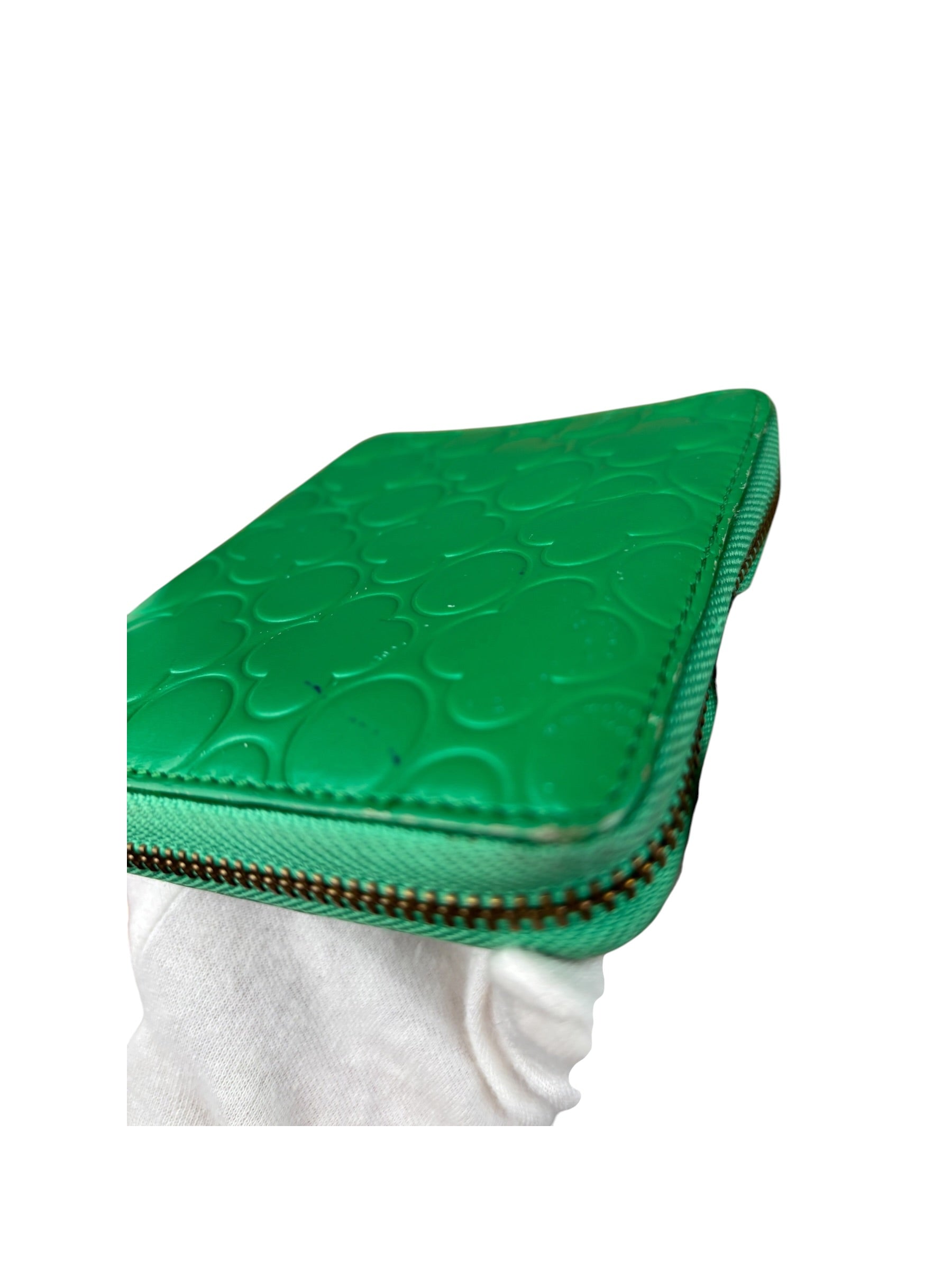 Comme Des Garcons Green Zip Around Wallet