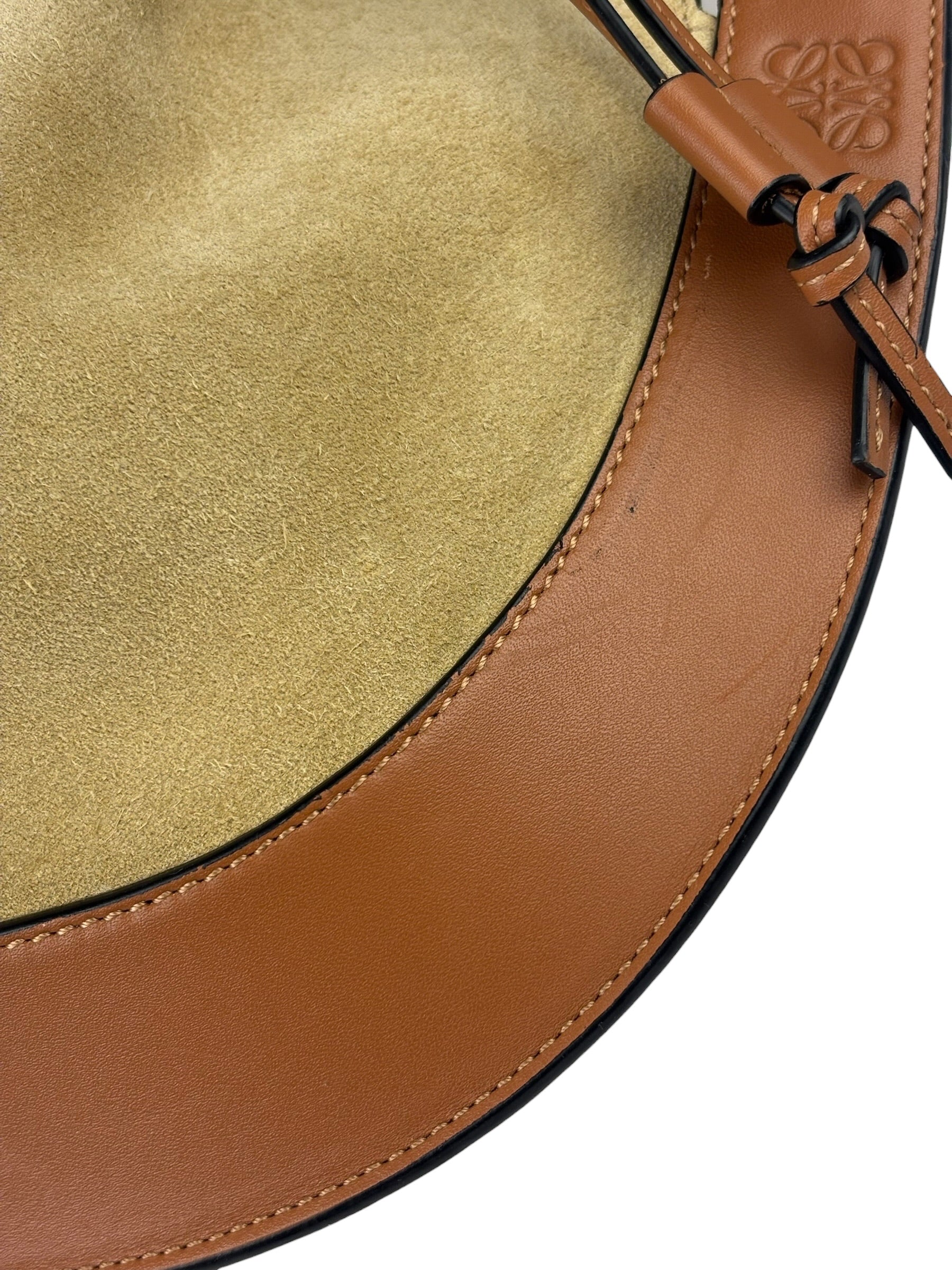 Loewe Brown/Beige Suede/Leather Trim Horseshoe Shoulder Bag