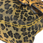 Fendi Brown Leather Trim Leopard Print Buckle Bag