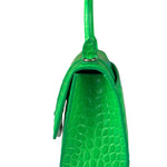 Balenciaga Fluo Green Crocodile Embossed Hourglass XS Two-Way Bag