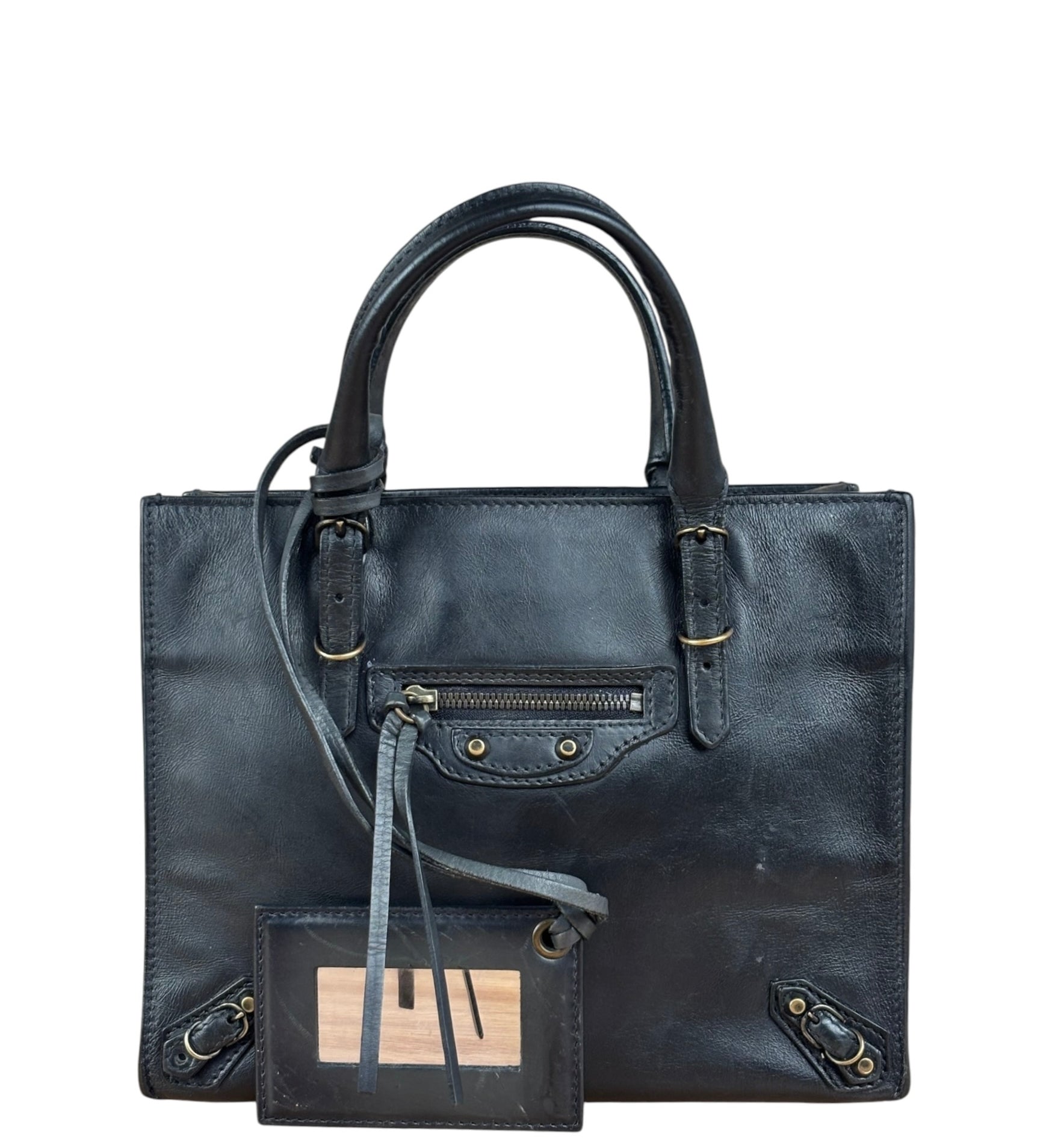 Balenciaga Black Leather Papier A4 Tote Bag