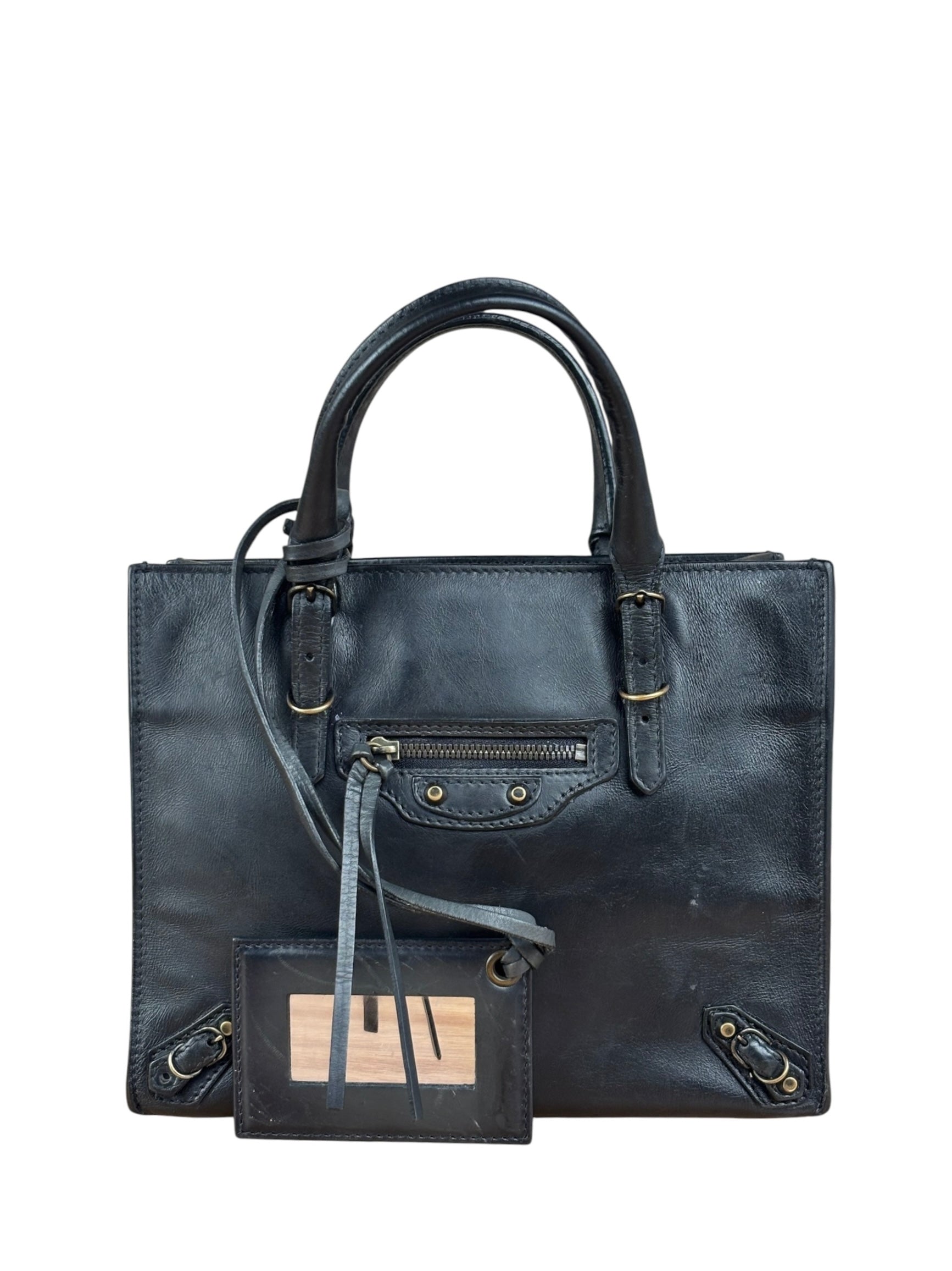 Balenciaga Black Leather Papier A4 Tote Bag
