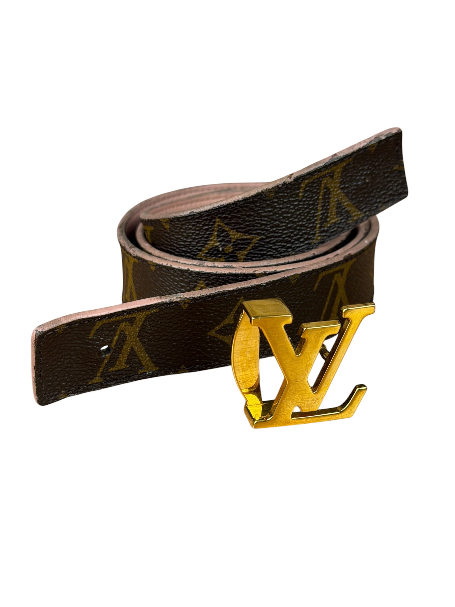 Louis Vuitton Peach/Monogram LV Initiales 30MM Reversible Belt