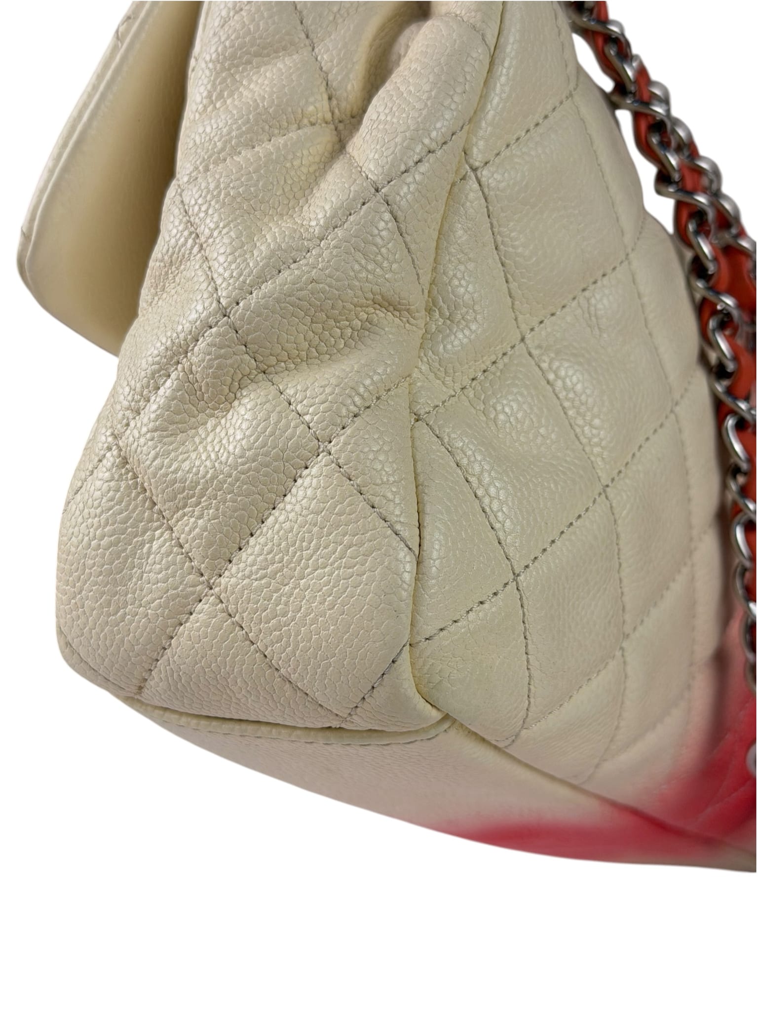 Chanel Quilted Caviar Ivory/Pink Ombre Jumbo Flap 2013