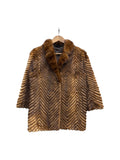 Vintage Hazel Brown Chevron Mink Fur Coat