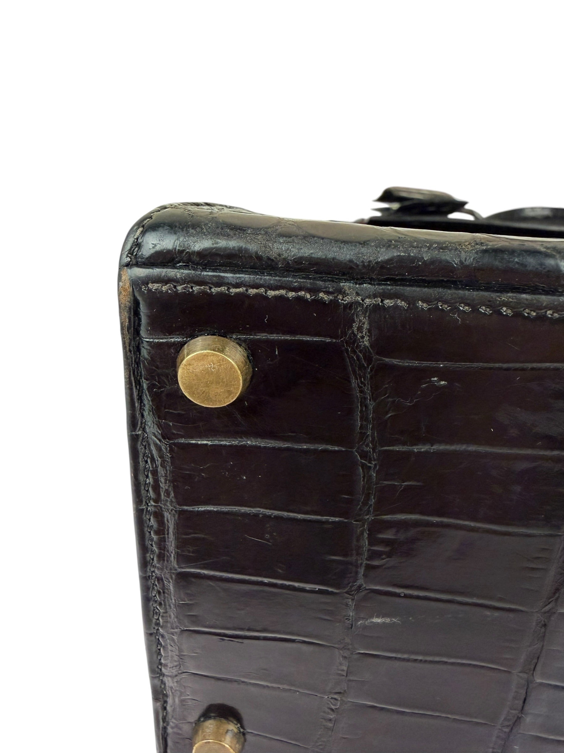 Hermes 1985 Black Crocodile Kelly 35