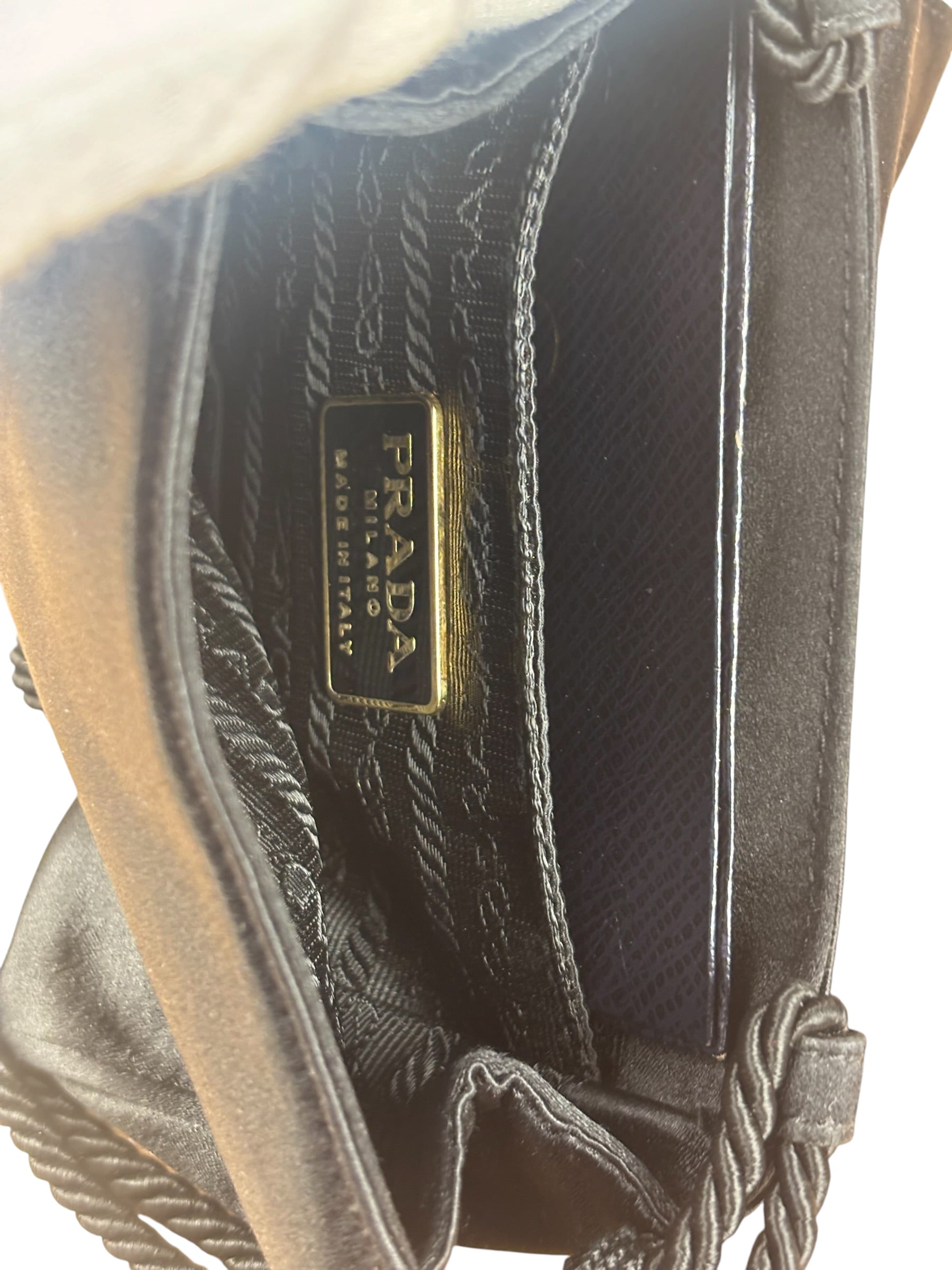 Prada Vintage Black Satin Mini Shoulder Bag