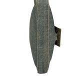 Fendi Denim/Snakeskin Trim Mini Baguette