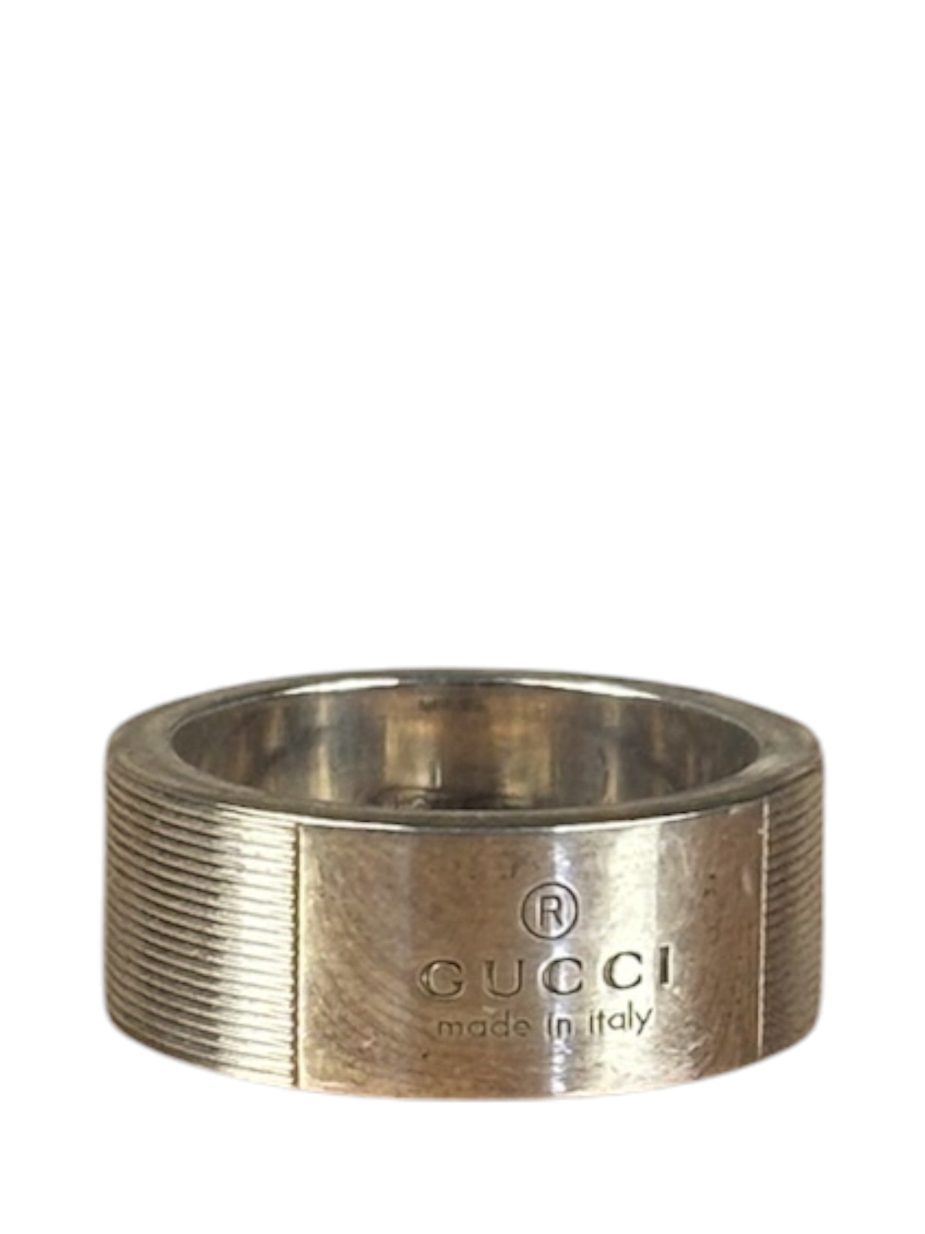 Gucci Silver Wide Flat Subtle Brushed Ring