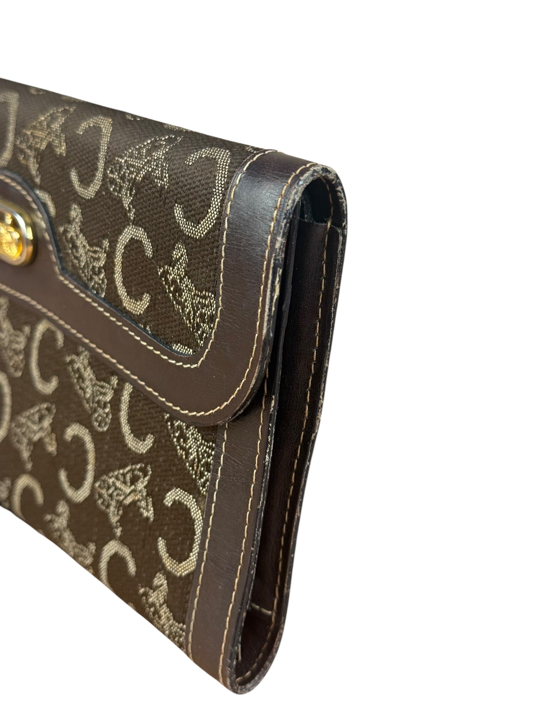 Celine Vintage Canvas Snap Trifold Wallet