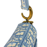 Christian Dior Blue/White Oblique Embroidered Saddle Bag