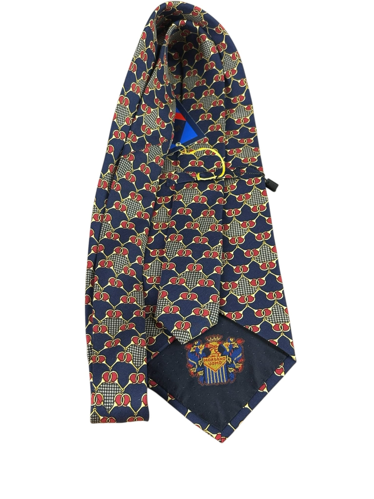 Morgano Uomo Navy Gold Link Print Tie