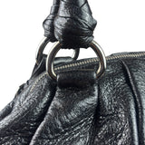 Prada Shiny Black Cervo Pleated Shoulder Bag