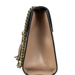 Gucci Peach Leather Trim GG Canvas Emily Chain Flap Shoulder Bag