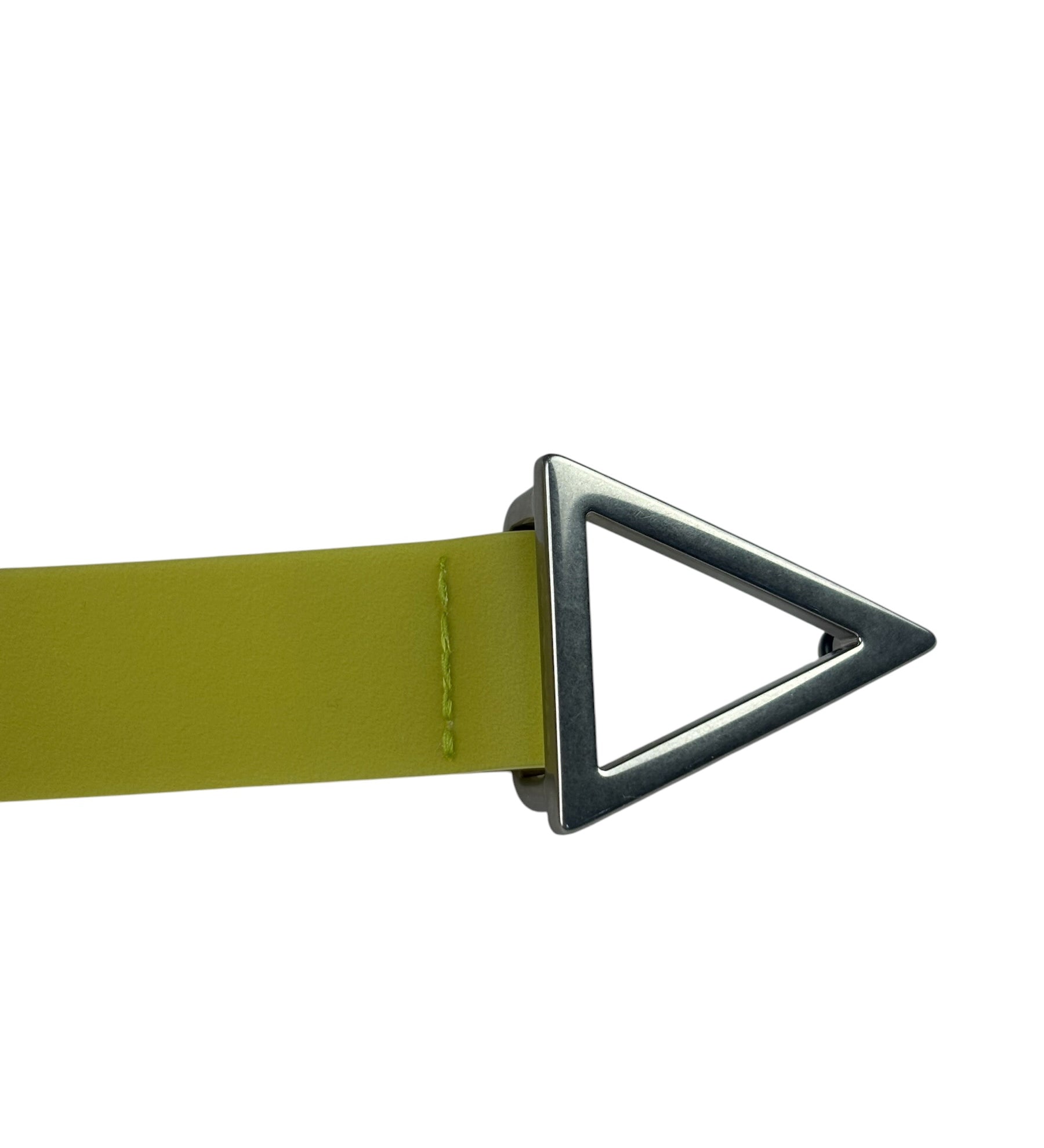 Bottega Veneta Bright Green Rubber Triangular Buckle Belt