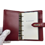 Burberry Red Leather London 5-Ring System Binder Planner