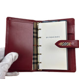 Burberry Red Leather London 5-Ring System Binder Planner