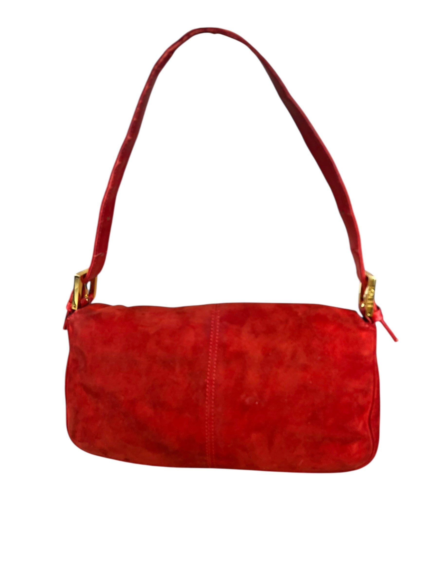 Fendi Baguette Red Suede