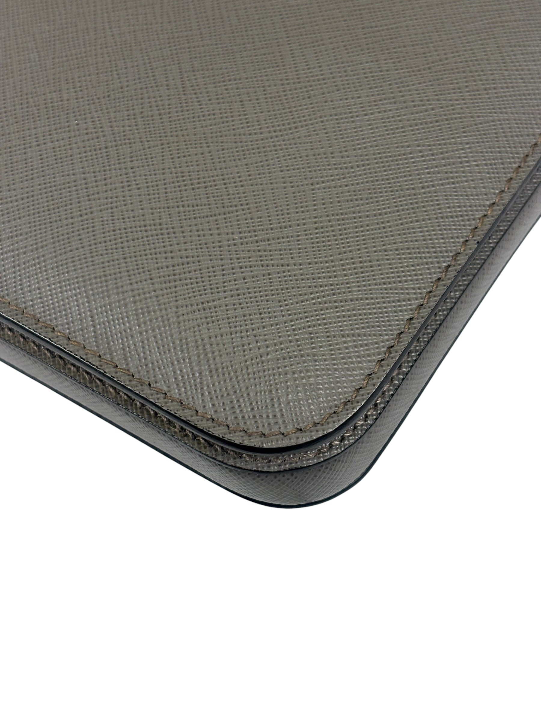 Prada Grey Saffiano Leather Pouch
