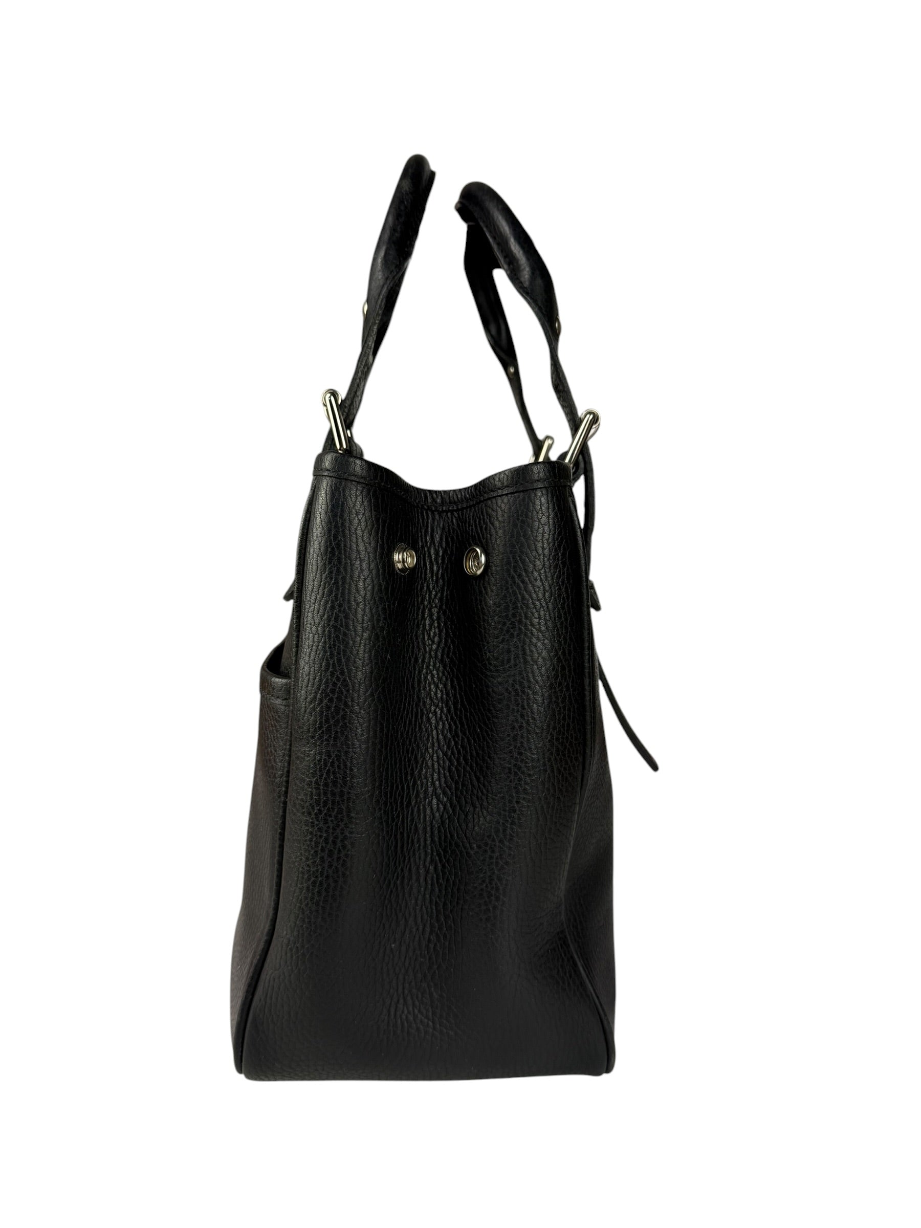 Burberry Black Pebbled Leather Tote Handbag