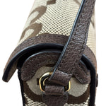 Gucci Brown Leather Trim Monogram Jumbo GG Mini Shoulder Bag