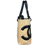 Chanel Tan Quilted Leather Ligne Cambon Tote Bag 2004