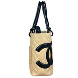 Chanel Tan Quilted Leather Ligne Cambon Tote Bag 2004