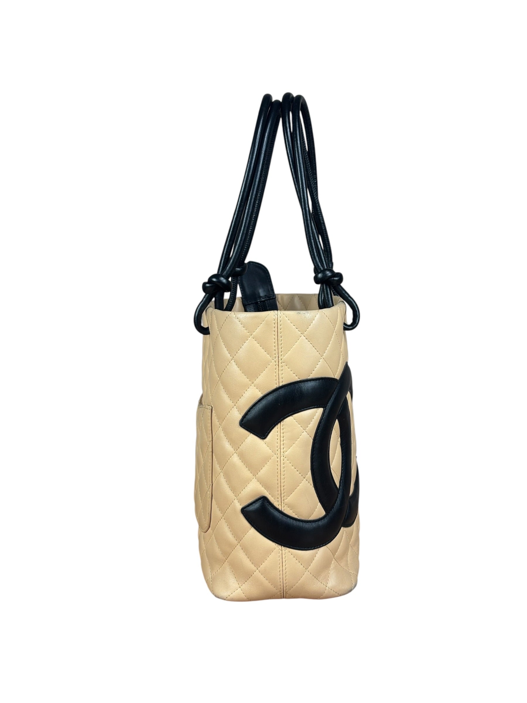 Chanel Tan Quilted Leather Ligne Cambon Tote Bag 2004
