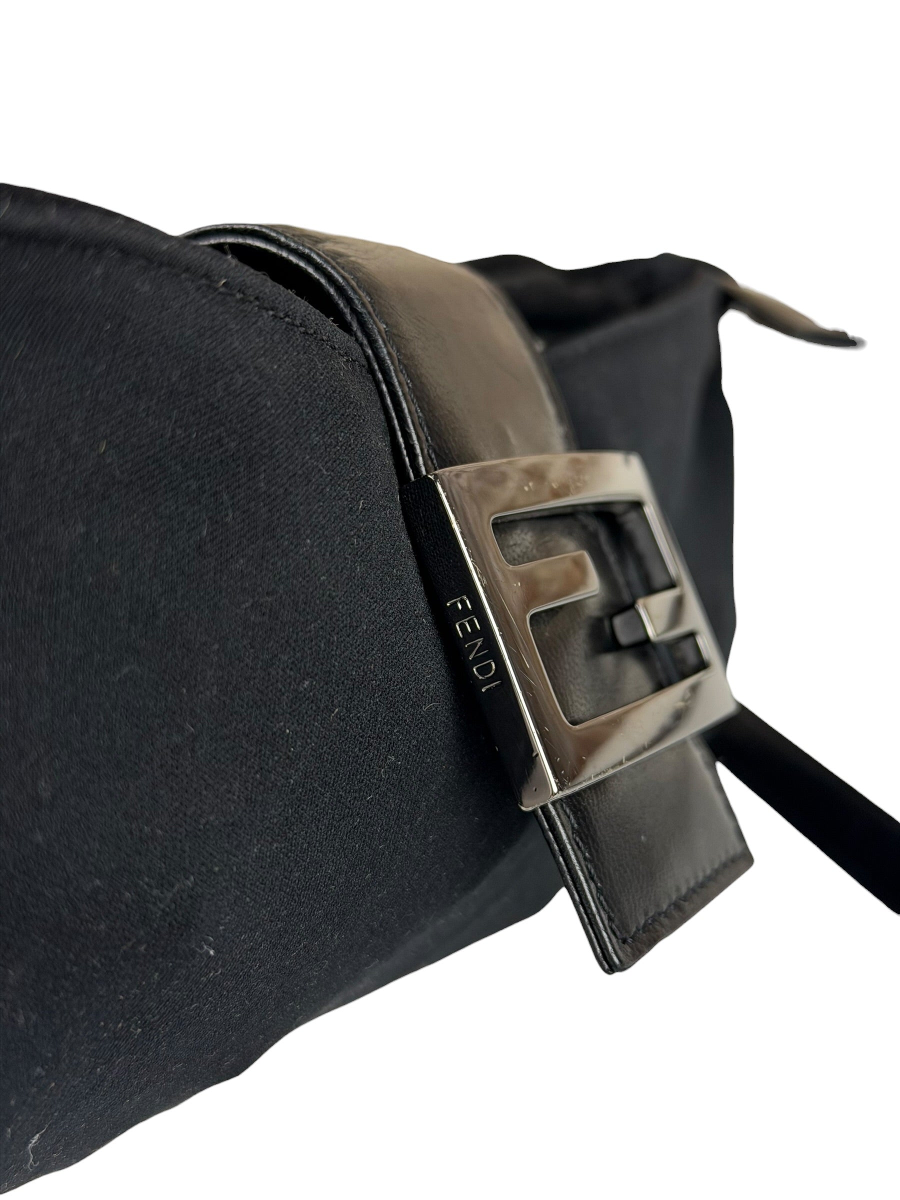 Fendi Black Nylon Mamma Baguette Shoulder Bag