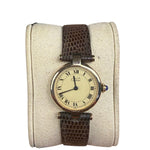 Cartier Must De Vendome Vermeil Cream Roman Dial Brown Lizard Strap
