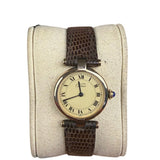 Cartier Must De Vendome Vermeil Cream Roman Dial Brown Lizard Strap