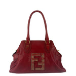 Fendi Red Grained Leather Etniko Shoulder Bag