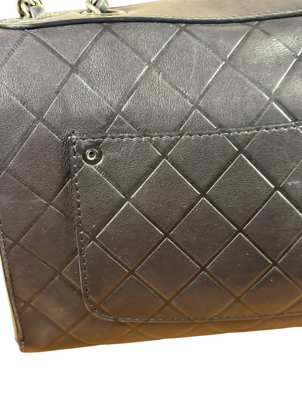 Chanel Black Embossed Leather CC Clasp Flap Bag 2015