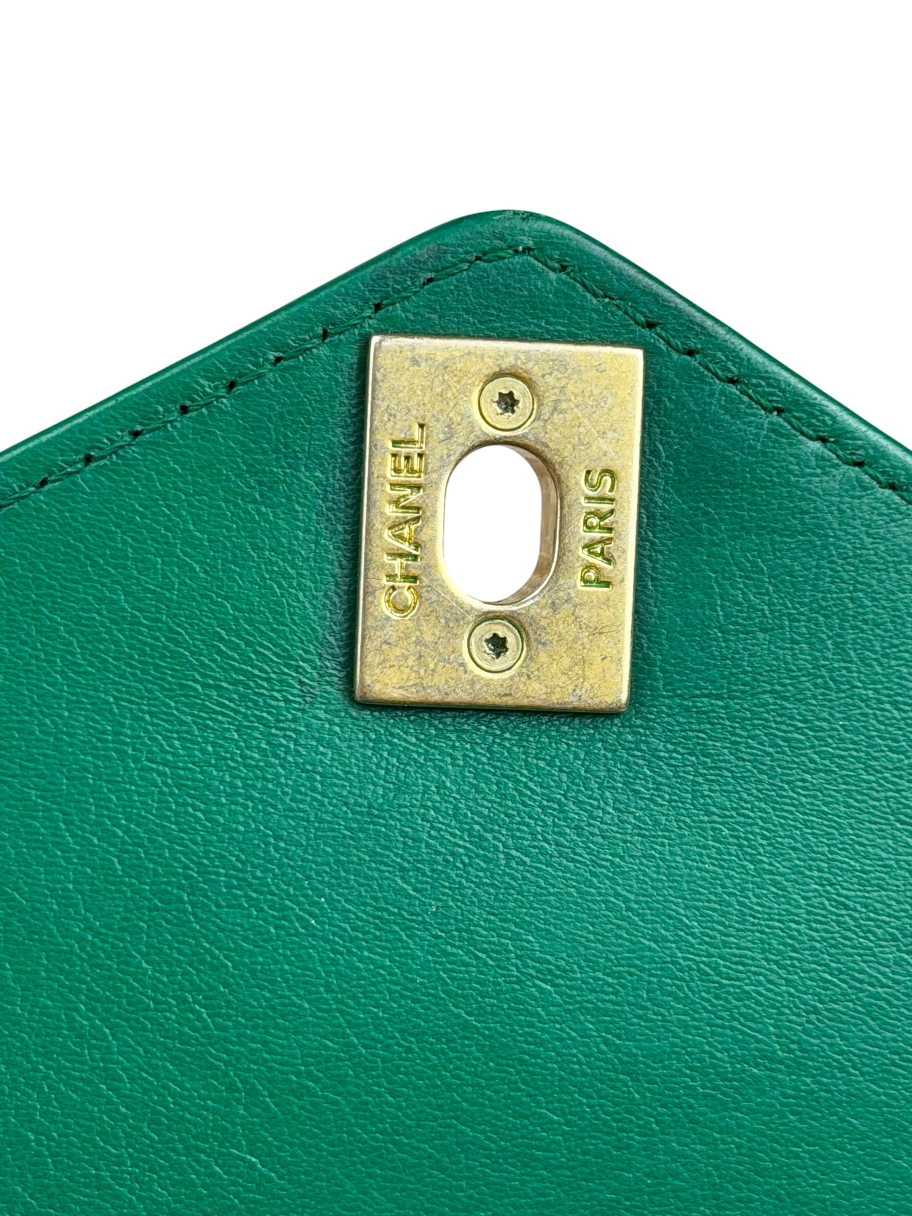 Chanel Green Lambskin Shoulder Bag 2018