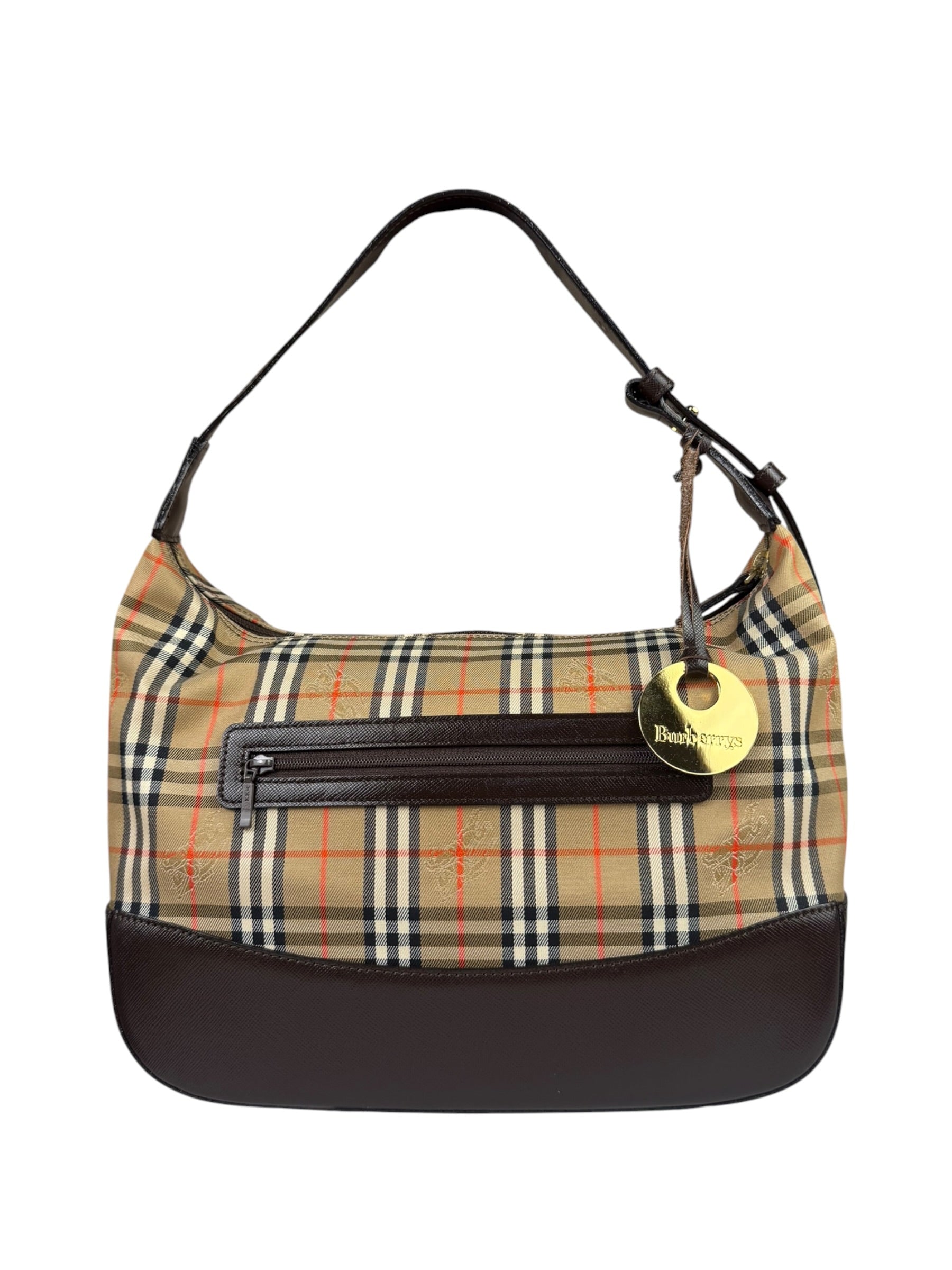 Burberry Vintage House Check Canvas/Leather Shoulder Bag