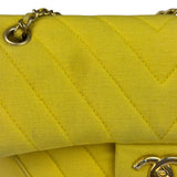 Chanel Yellow Chevron Flap Chain Shoulder Bag 2015