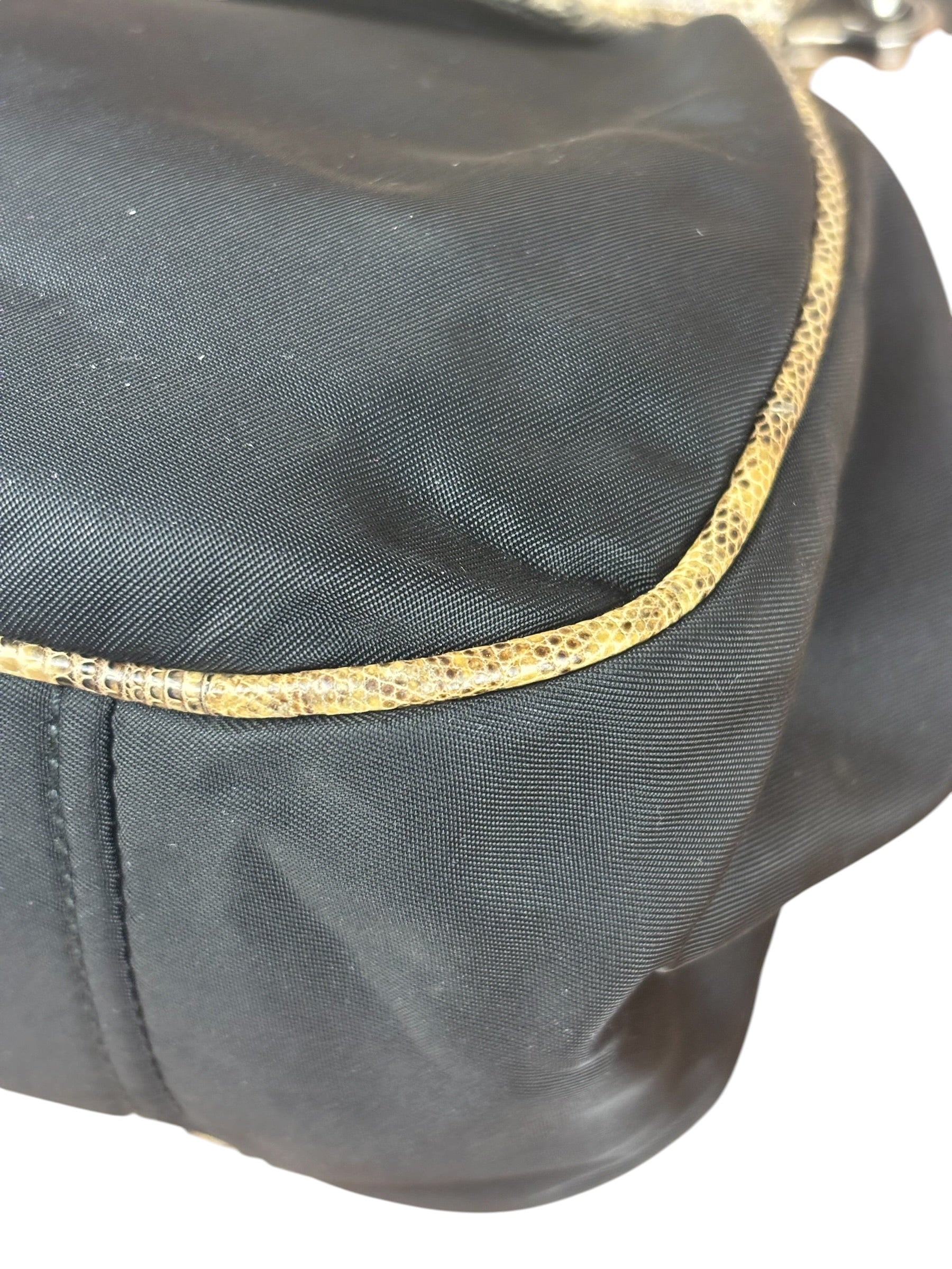 Prada Vintage Tessuto Lucertola Black Lizard Shoulder Bag