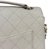 Chanel Ivory Caviar Quilted Coco Cuba Chain Top Handle Bag 2018