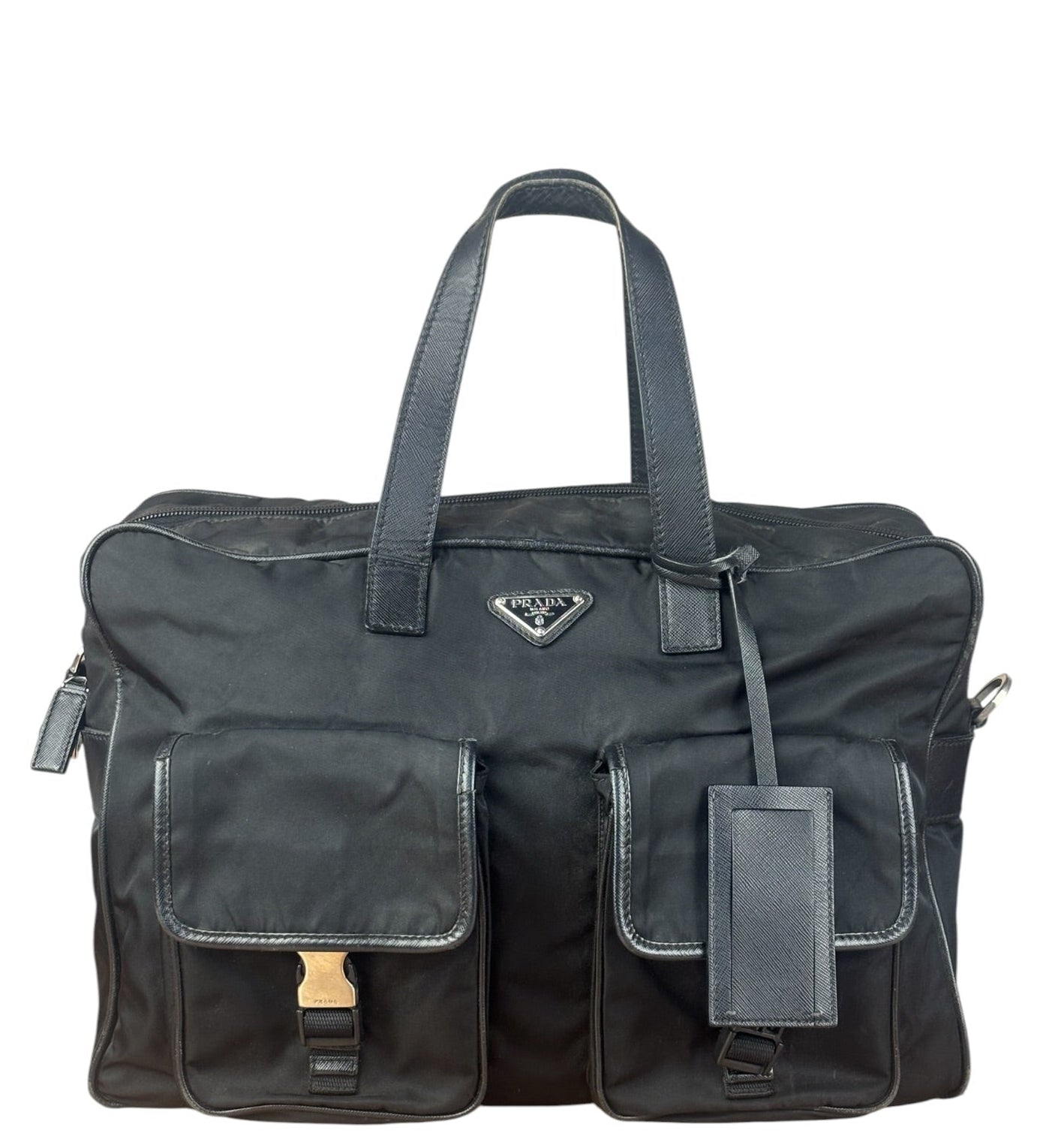 Prada Vintage Nylon Black Front Pocket Work Bag