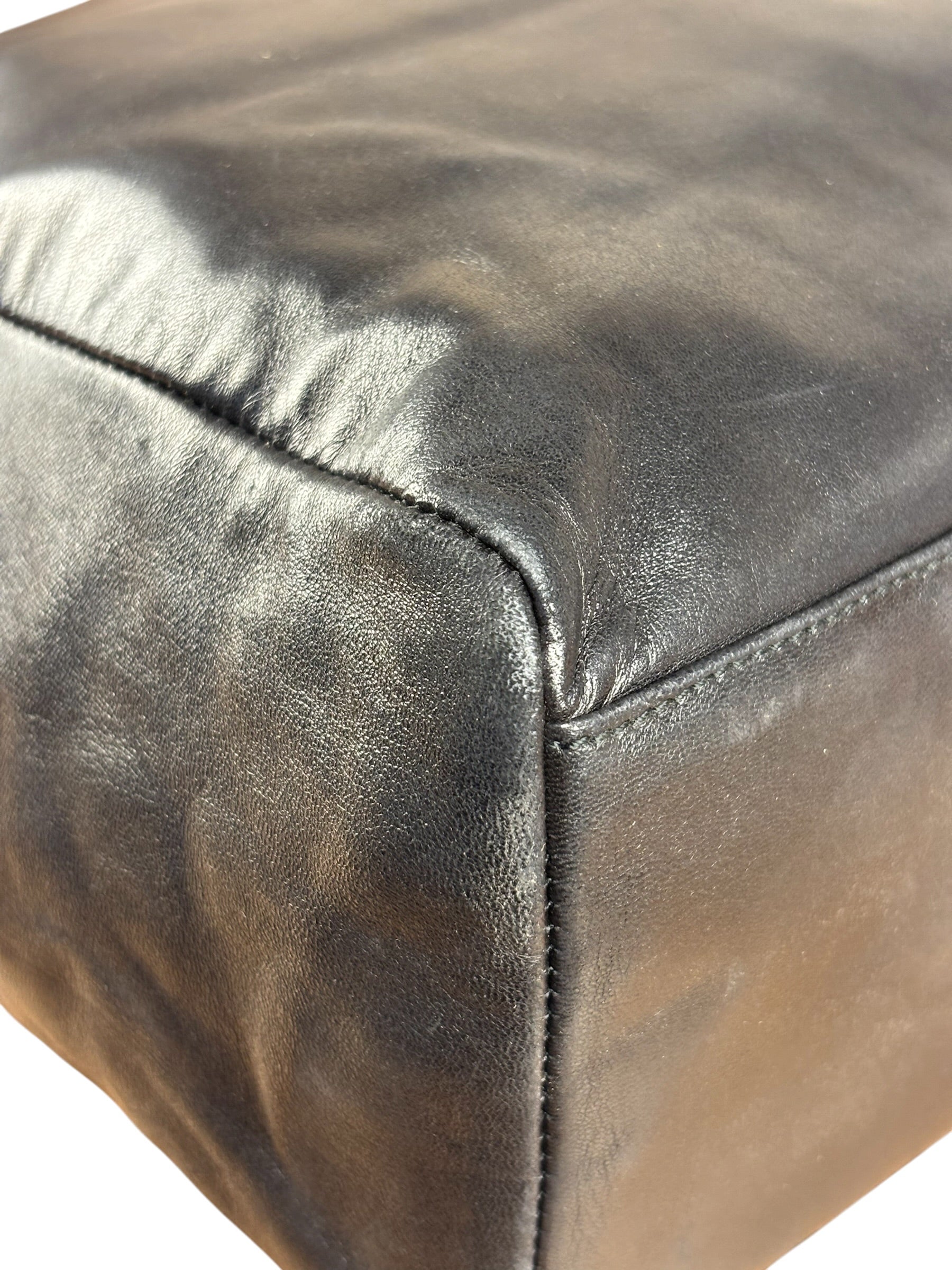 Prada Vintage Black Leather Tote Bag