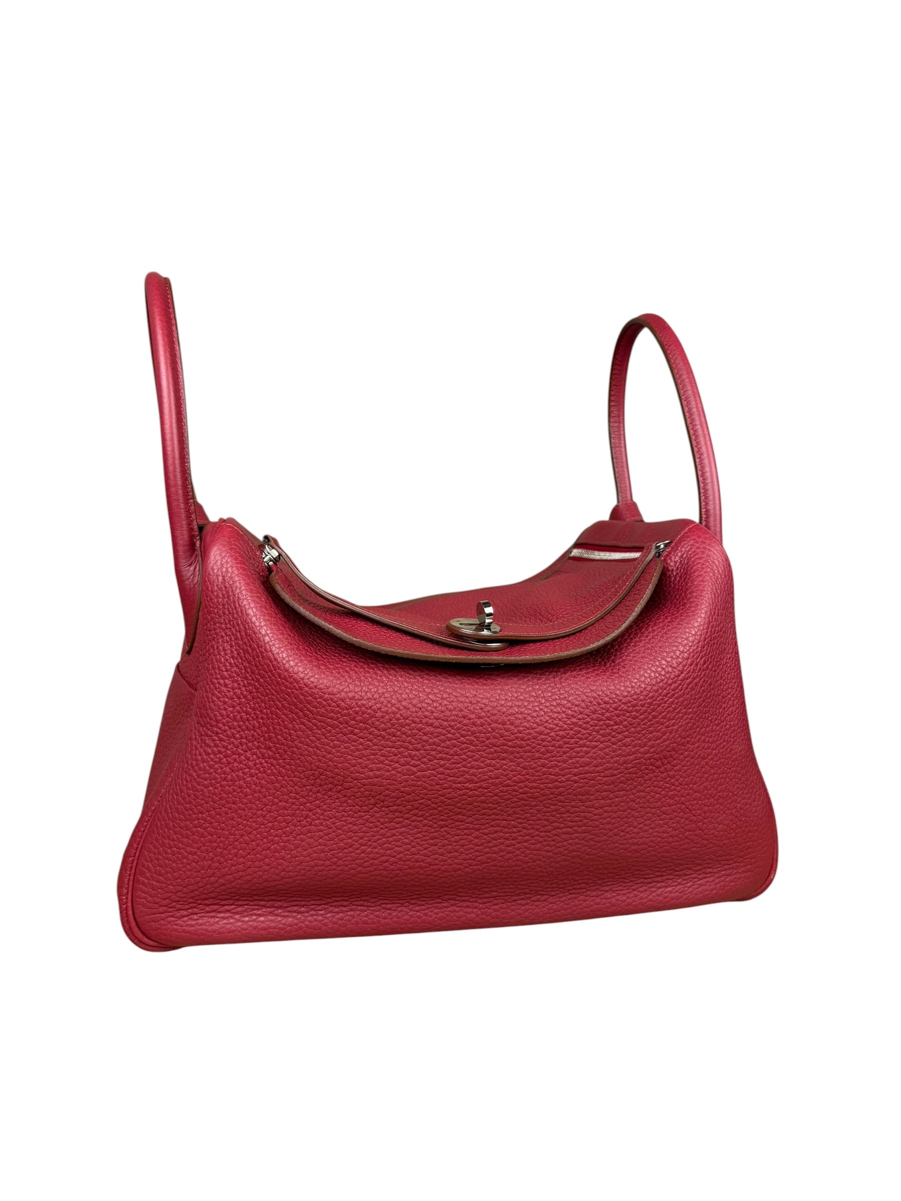 Hermes Lindy 34 Red/Fuchsia Clemence Leather Handbag 2014