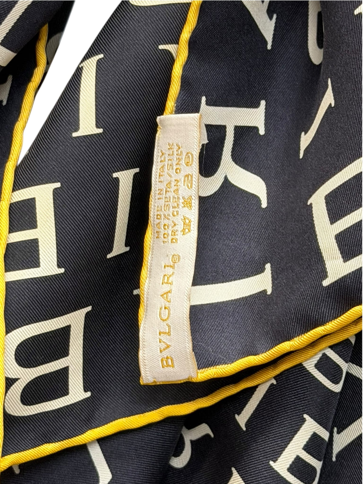 Bvlgari Black White Bvlgari Print Square Silk Scarf