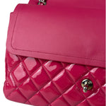 Chanel Hot Pink Large Patent Leather Double Flap Shoulder Bag 2014