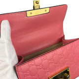 Gucci GG Pink Embossed Leather Small Padlock Chain Bag